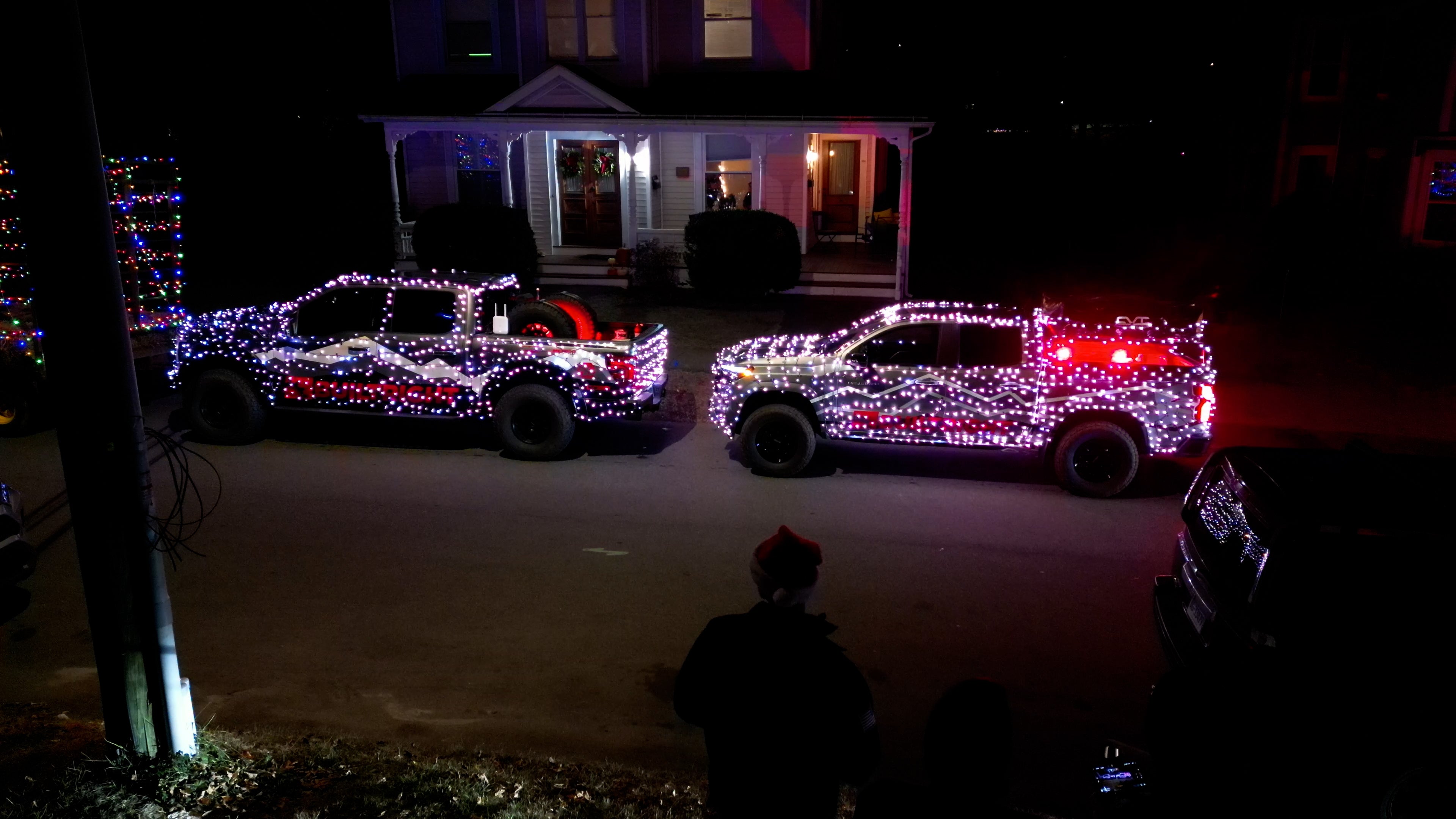 Covering Our Shop Trucks With Holiday Lights!