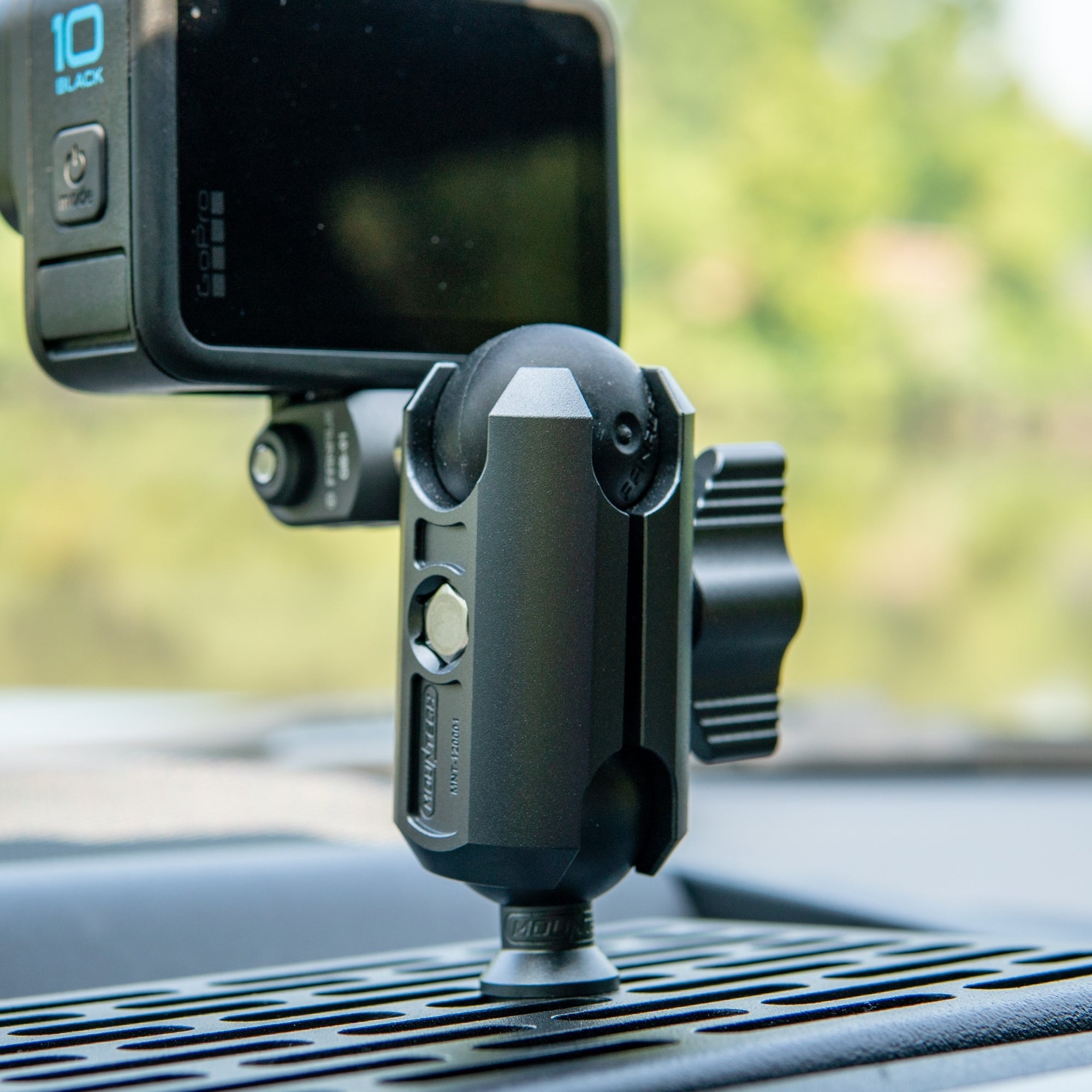 Mountech Double Socket Arm - Short, 1in Ball, Storm Gray