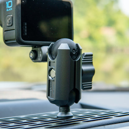 Mountech Double Socket Arm - Short, 1in Ball, Storm Gray