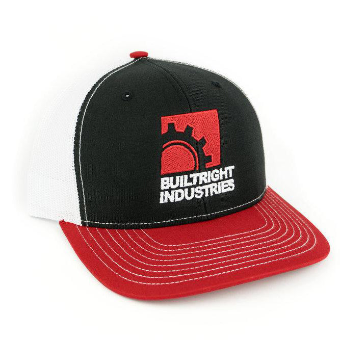 BuiltRight Industries Gearbox Logo Hat - Red, White and Black-Apparel-BuiltRight Industries